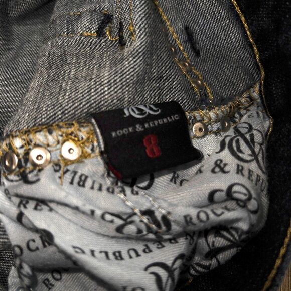 Rock & Republic Kasandra Gold Studded Bootcut‎ Jeans Size 8 - Picture 8 of 8